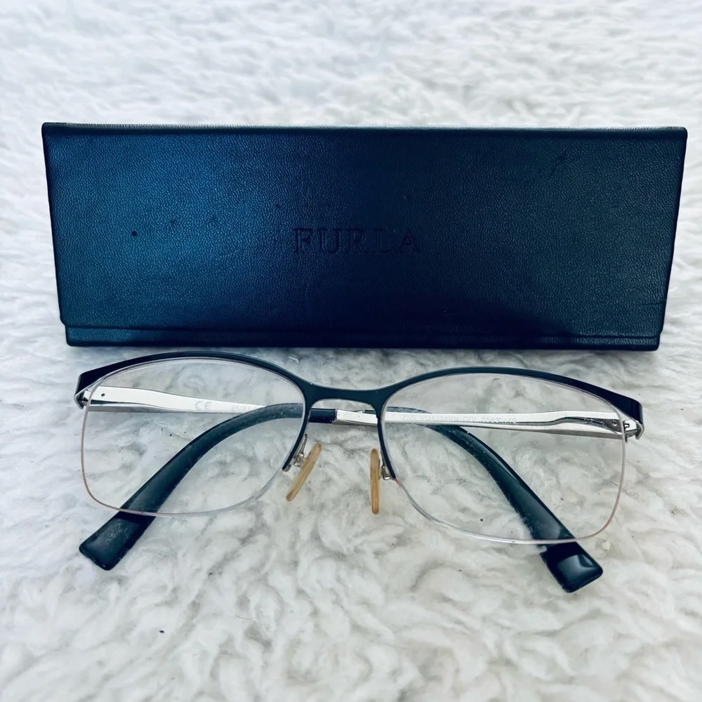 Furla Women's Black Half-Rim col.0583 Glasses Frame Only w/ case